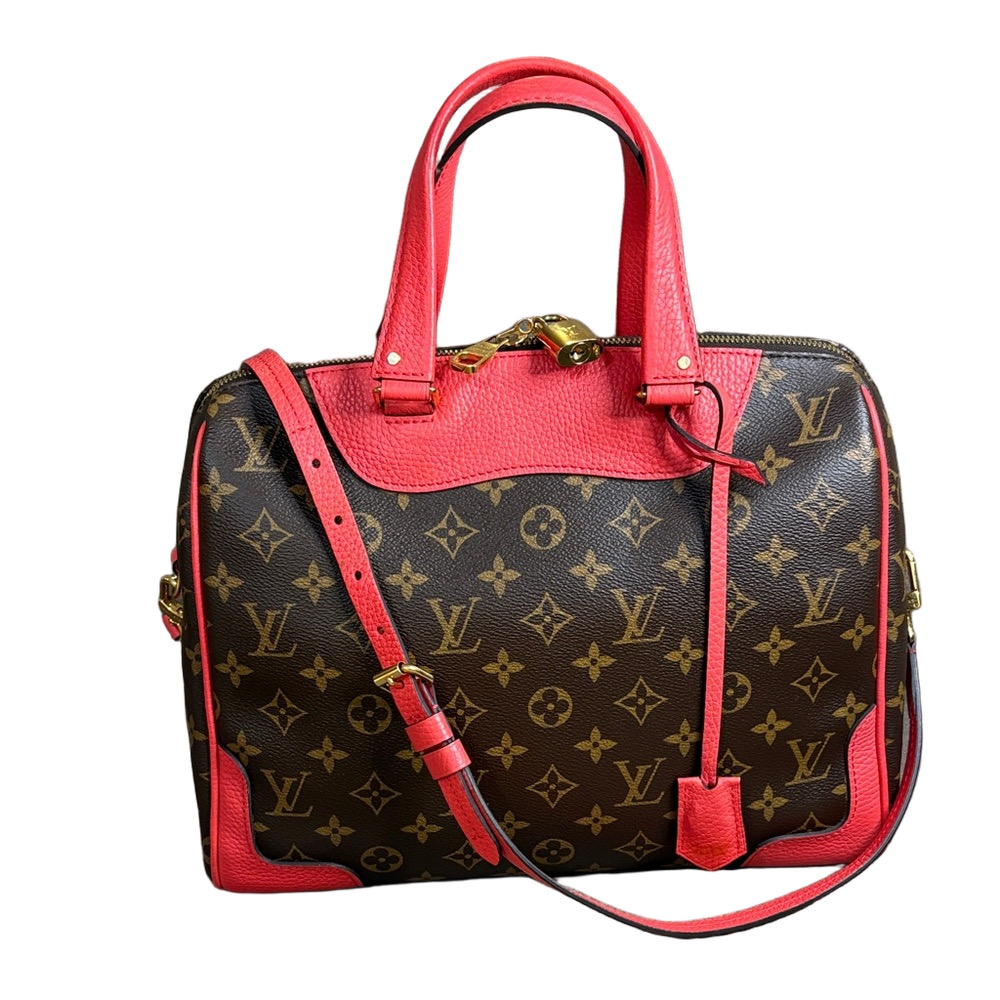 Louis Vuitton Retiro NM Monogram Bright Coral Trim Satchel Bag - Picture 2 of 14